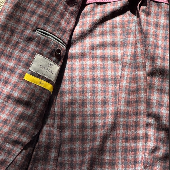 Canali Mens Blazer Red / Black / Grey Cashmere Wool - Picture 4 of 5